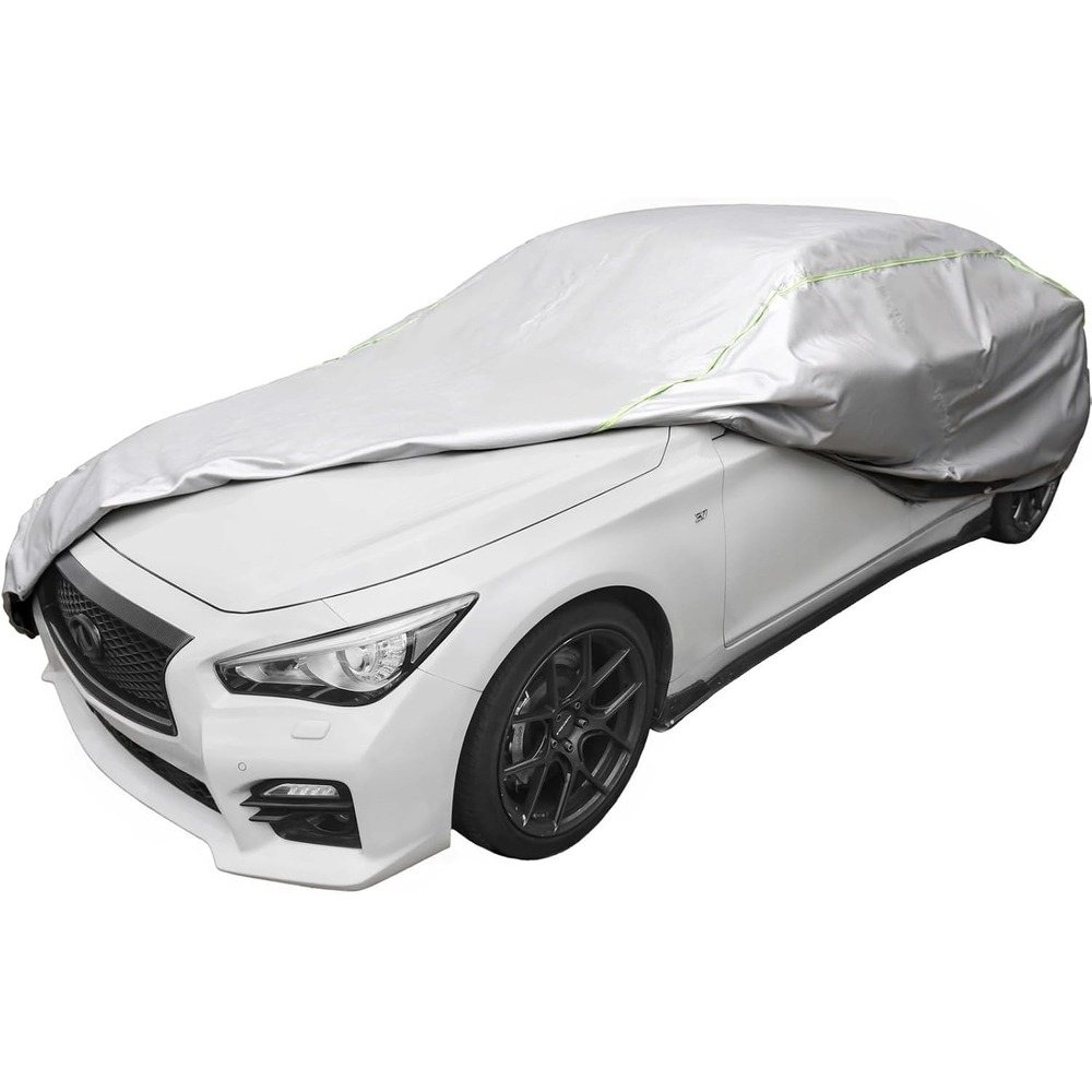 J&J Heavy Duty car Cover, 300D & Soft Lining, Driver&Trunk, Silver SEDAN 203 IN
